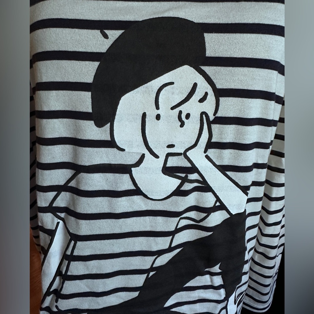 Petit Bateau Black and White Striped Shirt Medium - Picture 5 of 11